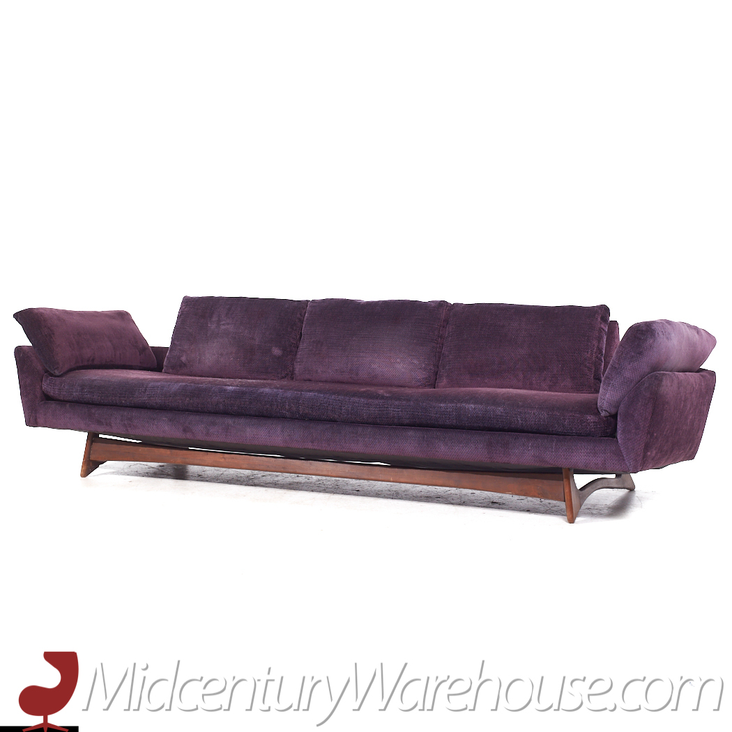 Adrian Pearsall Style Flexsteel Mid Century Walnut Gondola Sofa