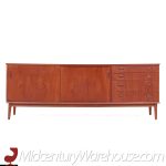 Arne Vodder Style Mid Century Teak Credenza and Hutch