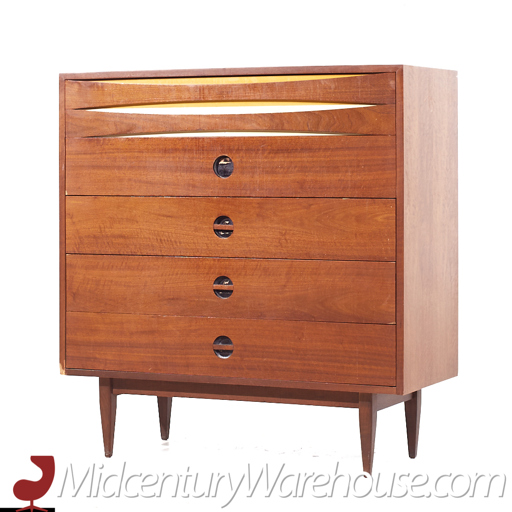 Arne Vodder Style West Michigan Furniture Mid Century Walnut Highboy Dresser