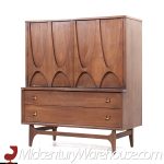 Broyhill Brasilia Mid Century Walnut and Brass Gentlemans Chest Dresser