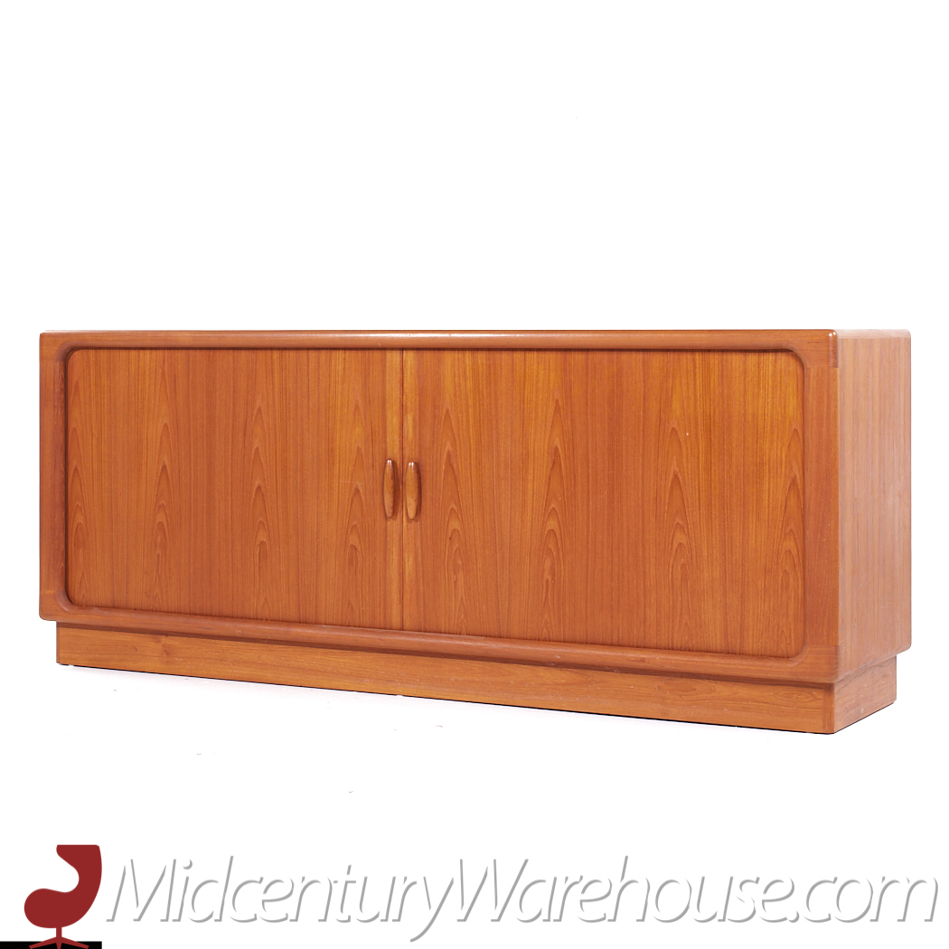 Dyrlund Mid Century Tambour Teak Credenza with Hutch