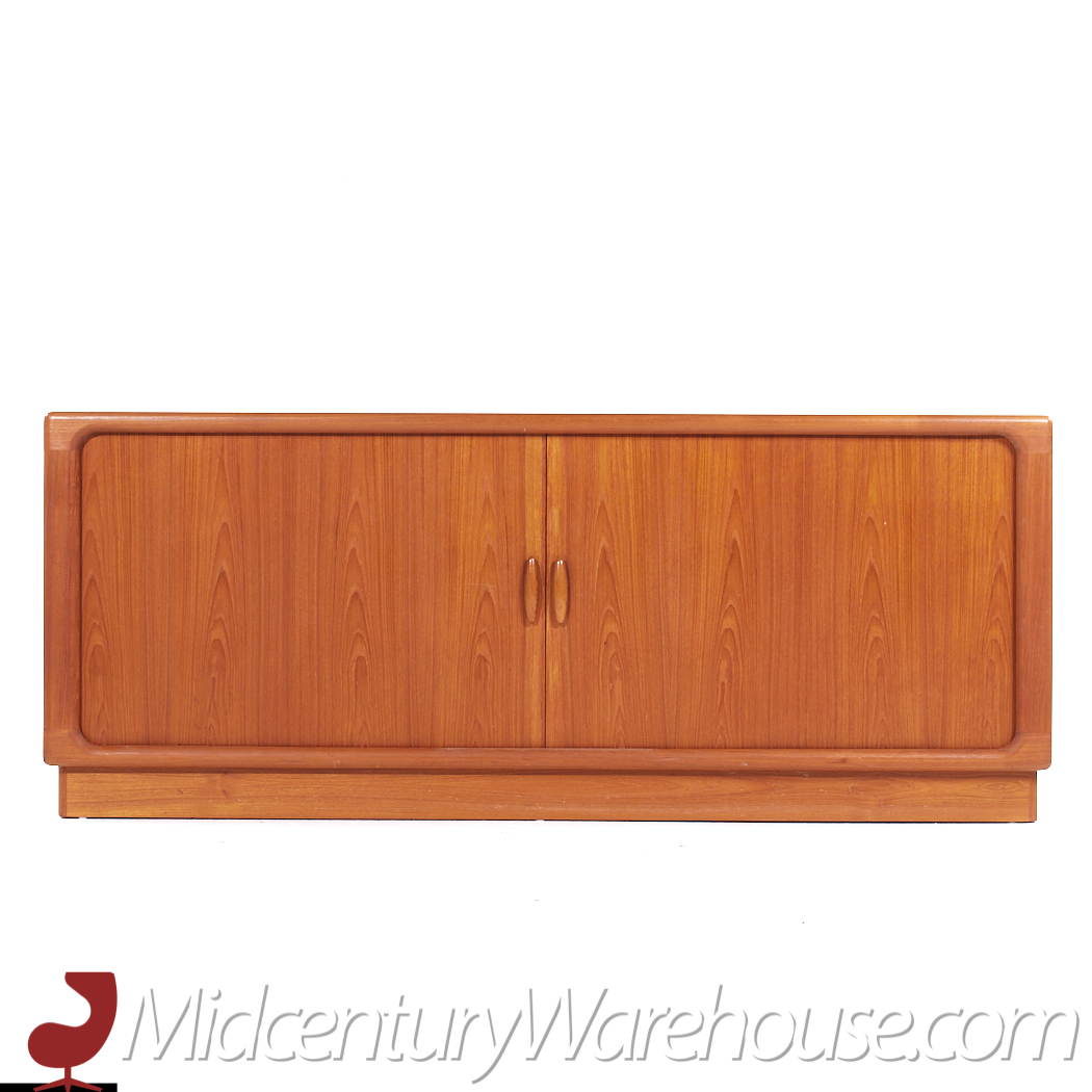 Dyrlund Mid Century Tambour Teak Credenza with Hutch