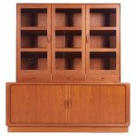 Dyrlund Mid Century Tambour Teak Credenza with Hutch