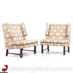 Edward Wormley for Dunbar Mid Century Lounge Wingback Lounge Chairs - Pair