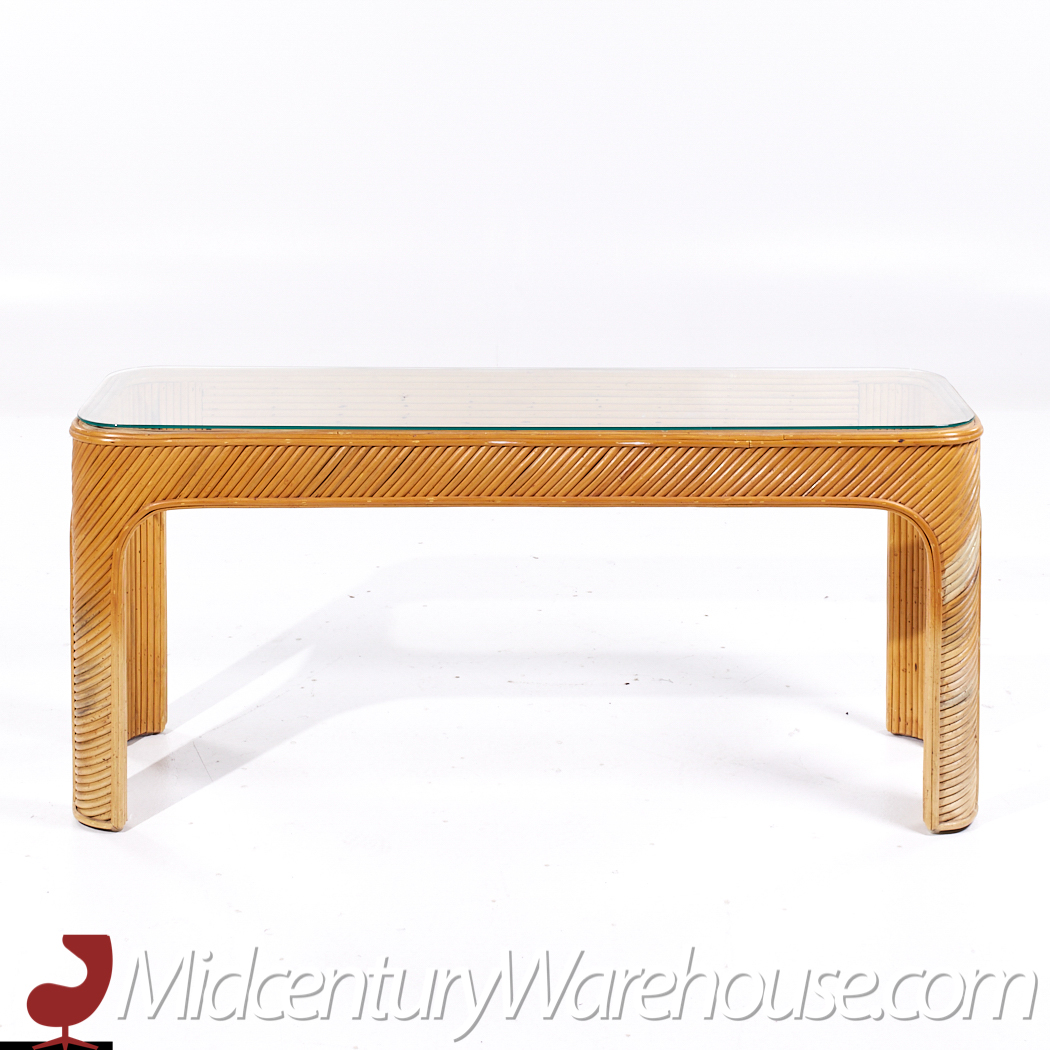 Gabriella Crespi Style Mid Century Pencil Reed Console Table