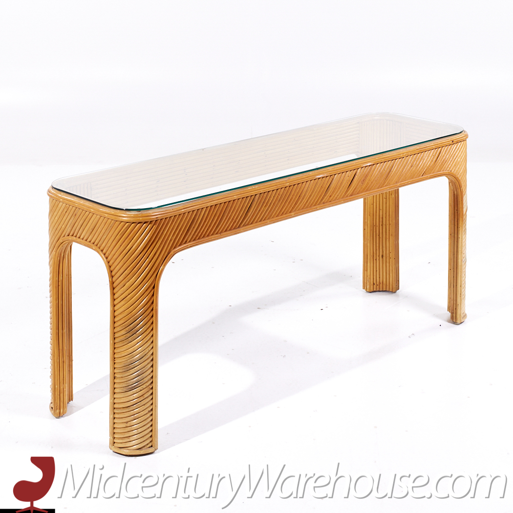 Gabriella Crespi Style Mid Century Pencil Reed Console Table