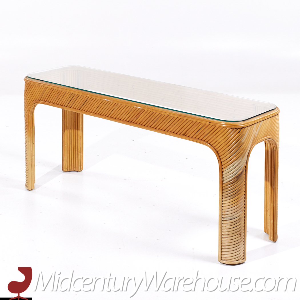 Gabriella Crespi Style Mid Century Pencil Reed Console Table