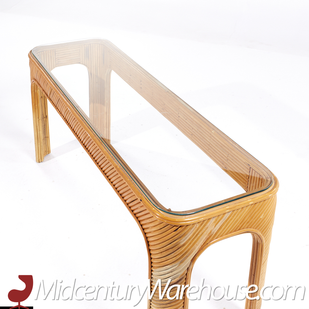 Gabriella Crespi Style Mid Century Pencil Reed Console Table