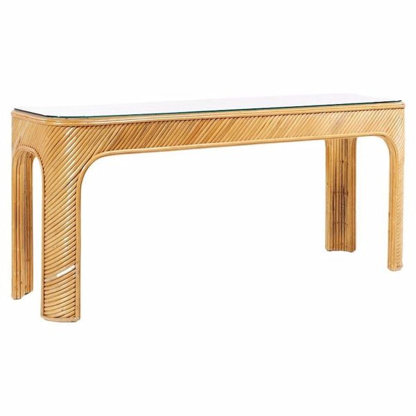 gabriella crespi style pencil reed mid century console table