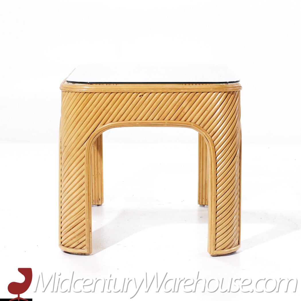 Gabriella Crespi Style Pencil Reed Mid Century Side Table
