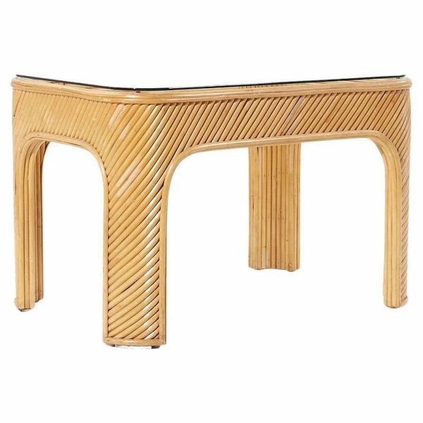 Gabriella Crespi Style Pencil Reed Mid Century Side Table