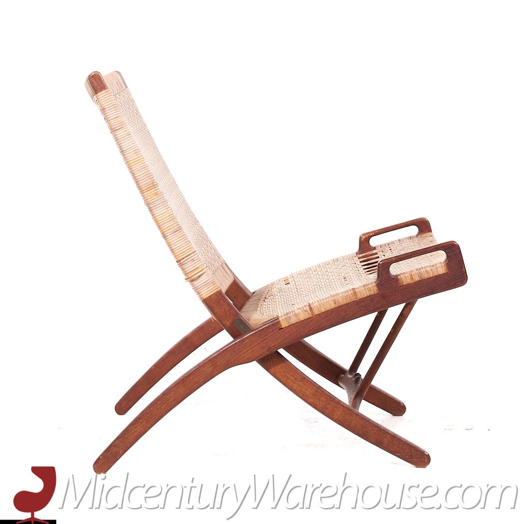 Hans Wegner Model Jh 512 Mid Century Oak Folding Lounge Chair