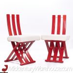 Harvey Probber Mid Century Red X Chairs - Pair