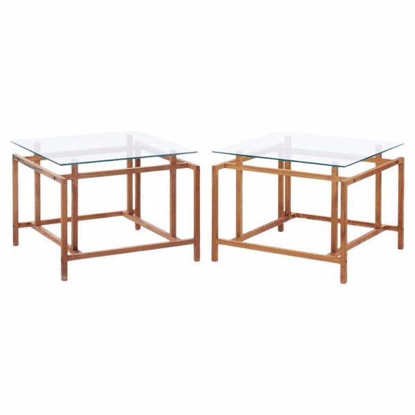 Henning Norgaard for Komfort Mobler Mid Century Teak and Glass Side Tables - Pair