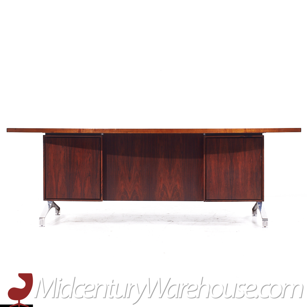 Imperial Mid Century Rosewood and Chrome Executive Desk
