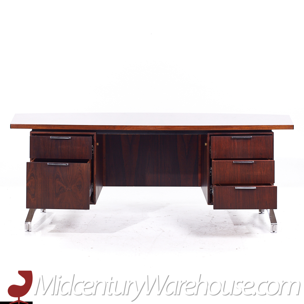 Imperial Mid Century Rosewood and Chrome Executive Desk