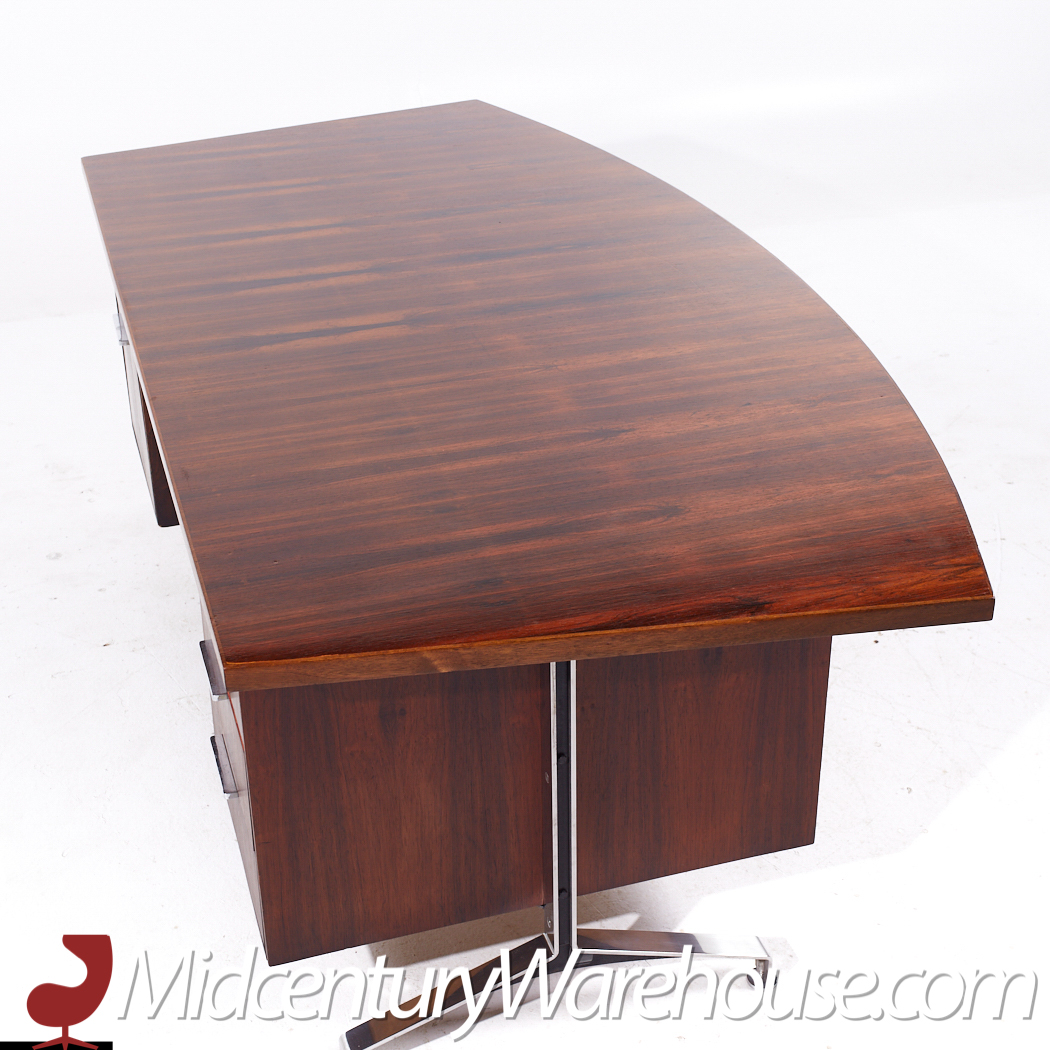 Imperial Mid Century Rosewood and Chrome Executive Desk