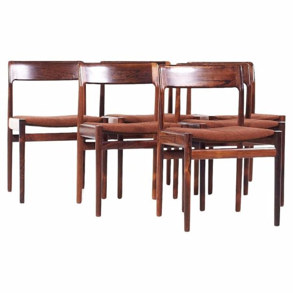 Johannes Nørgaard Mid Century Danish Rosewood Dining Chairs - Set of 6