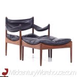 Kristian Vedel for Willadsen Møbelfabrik Modus Mid Century Danish Rosewood and Leather Lounge Chairs with Ottoman
