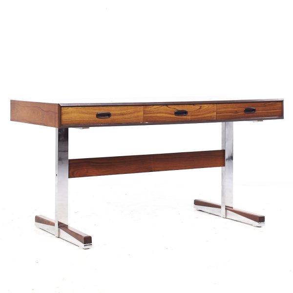 Maurice Villency Mid Century Danish Rosewood and Chrome Desk