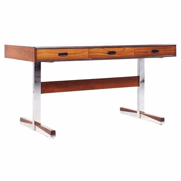 Maurice Villency Mid Century Danish Rosewood and Chrome Desk