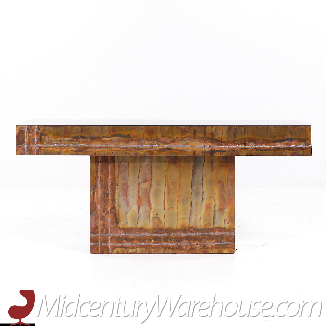 Mid Century Brutalist Copper Console Table