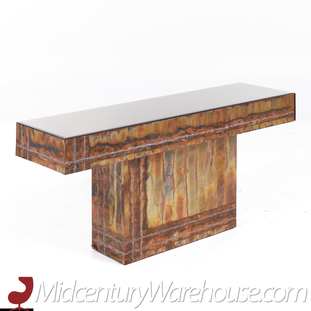 Mid Century Brutalist Copper Console Table