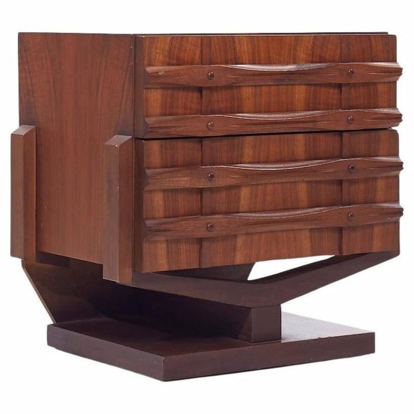 mid century canadian brutalist walnut nightstand