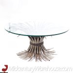 Mid Century Sheaf of Wheat Metal and Glass Coffee Table