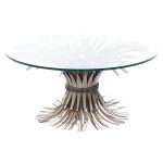 Mid Century Sheaf of Wheat Metal and Glass Coffee Table