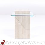 Mid Century Travertine and Glass Side Table