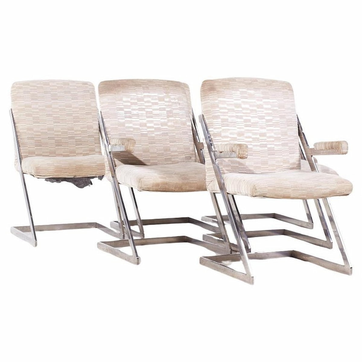 Milo Baughman Style Dia Mid Century Chrome Cantilever Z Dining Chairs - Set of 6