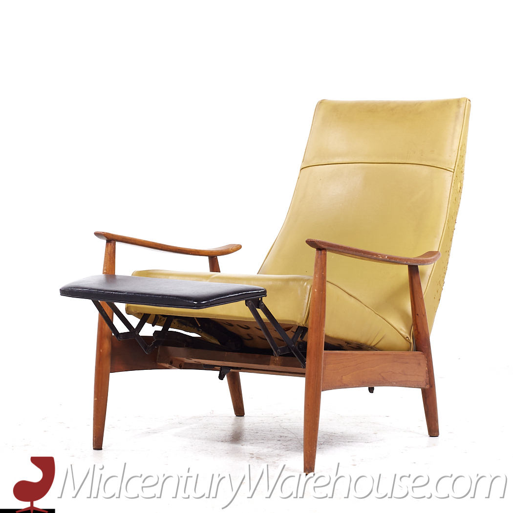 Milo Baughman for James Mid Century Walnut Recliner Lounge Chair