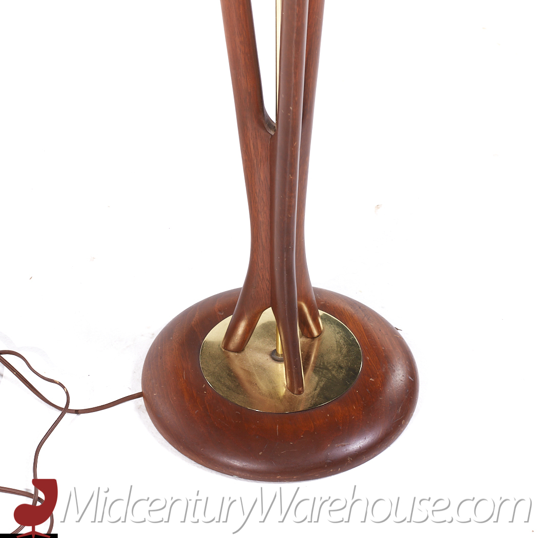 Modeline Mid Century Brass and Walnut Floor Lamp