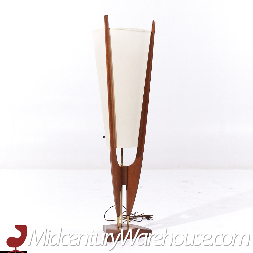 Modeline Mid Century Brass and Walnut Table Lamp