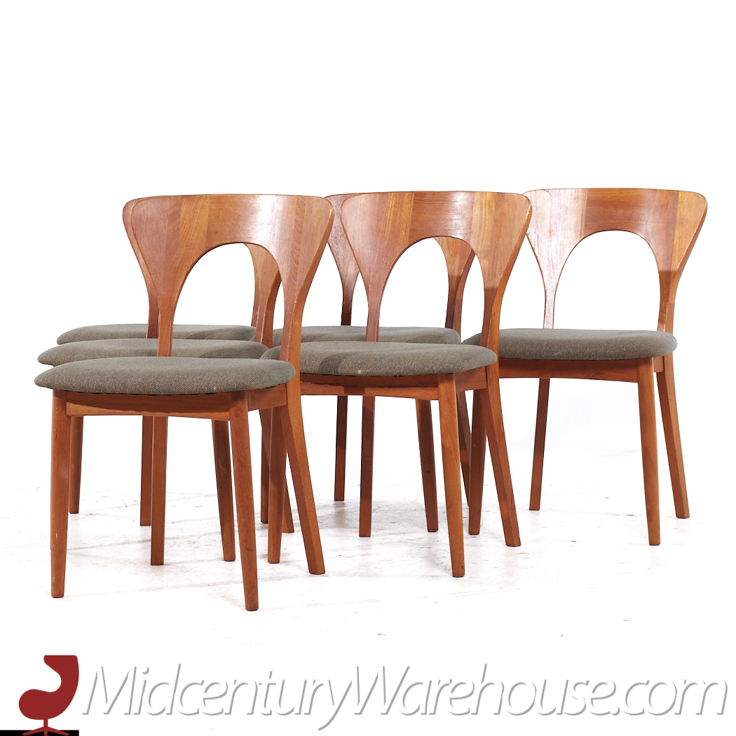 Niels Koefoed Hornslet Mid Century Danish Teak Peter Dining Chairs - Set of 6