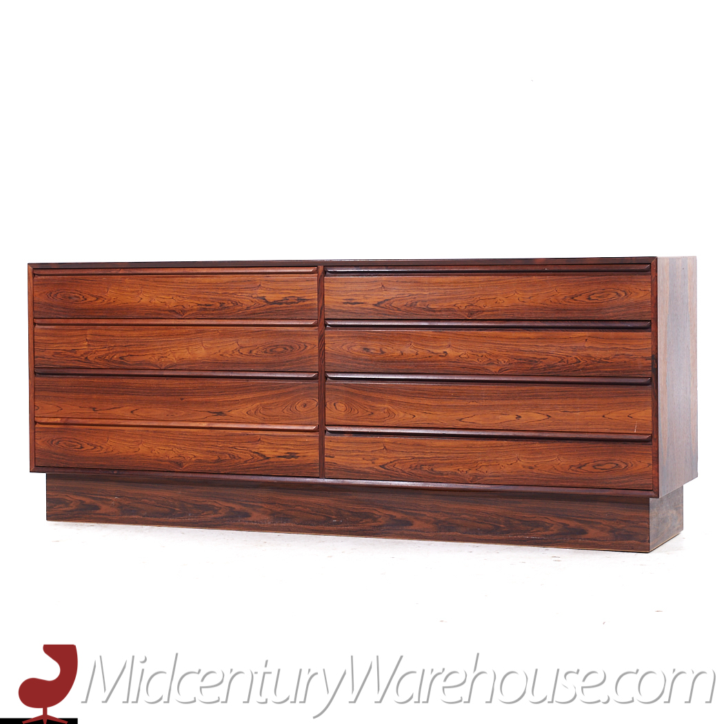 Westnofa Mid Century Danish Rosewood 8 Drawer Lowboy Dresser