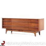 Young Manufacturing Mid Century Walnut Curved Credenza and Hutch