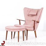 Acton Schubell & Ib Madsen for Madsen & Schübel Mid Century Danish Pragh Lounge Chair and Ottoman