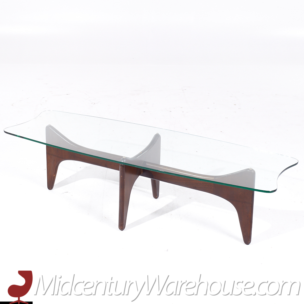 Adrian Pearsall Mid Century Walnut and Glass Stingray Coffee Table