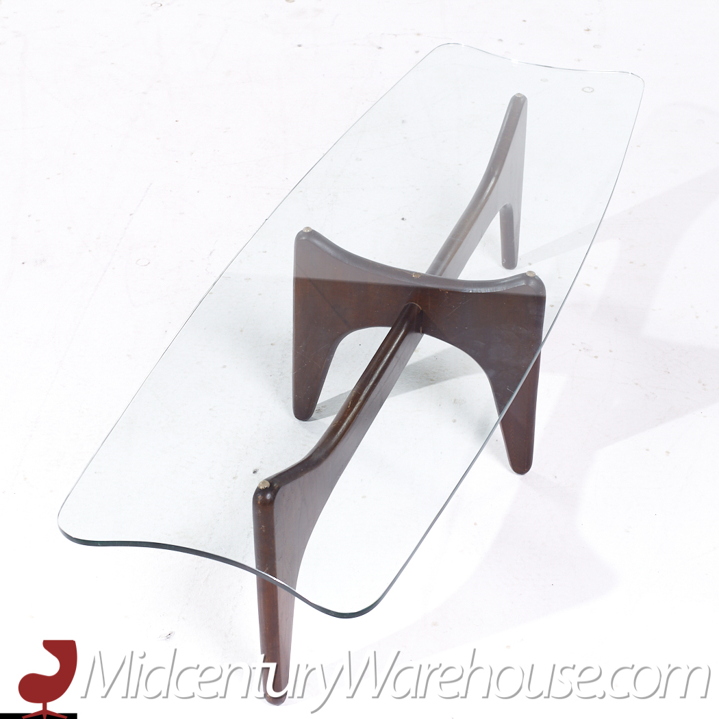 Adrian Pearsall Mid Century Walnut and Glass Stingray Coffee Table