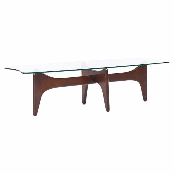 Adrian Pearsall Mid Century Walnut and Glass Stingray Coffee Table