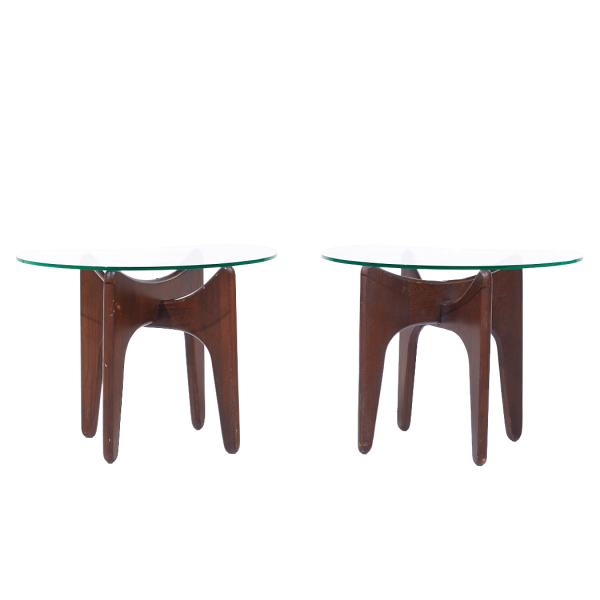Adrian Pearsall Walnut and Glass Side Tables - Pair
