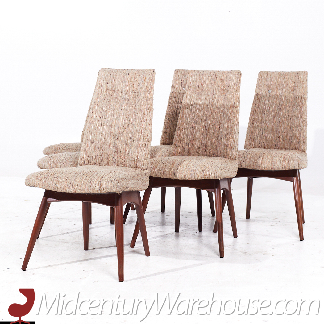 Adrian Pearsall for Craft Associates 1613-c Mid Century Walnut Dining Chairs - Set of 6