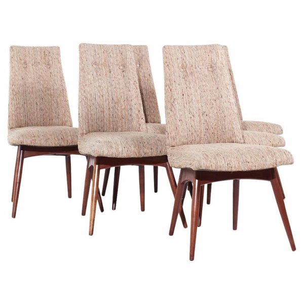 Adrian Pearsall for Craft Associates 1613-c Mid Century Walnut Dining Chairs - Set of 6