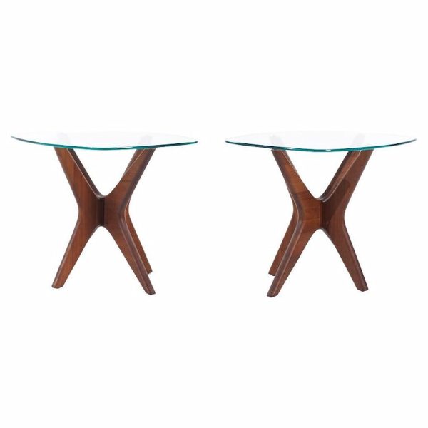 adrian pearsall for craft associates mid century walnut jacks side tables - pair