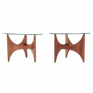 Adrian Pearsall for Craft Associates Mid Century Walnut Side End Tables - Pair