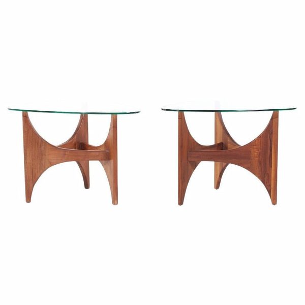 adrian pearsall for craft associates mid century walnut side end tables - pair