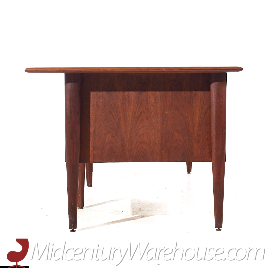 Alma Castilian Mid Century Walnut and Leather Executive Desk