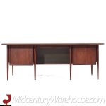 Alma Castilian Mid Century Walnut and Leather Executive Desk